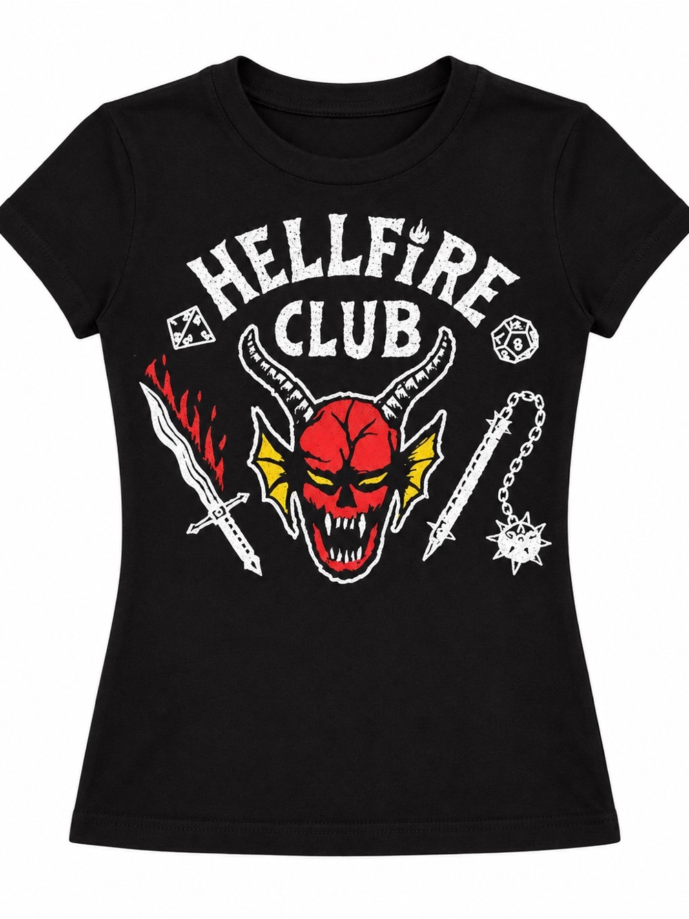 Black Hellfire Club Graphic Tee with Red Demon Motif